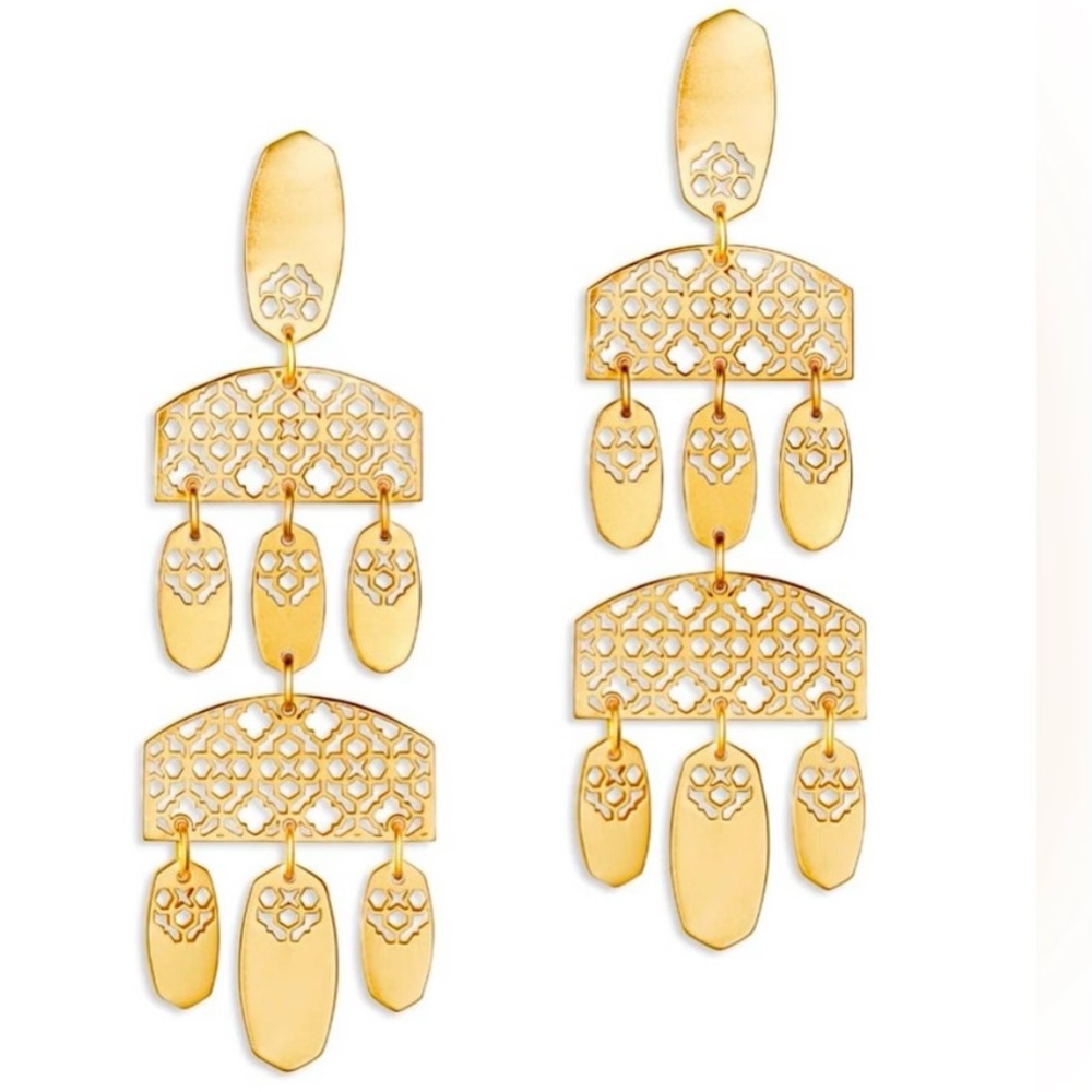 Kendra Scott Emmet Statement Filigree Drop Earrings in Gold